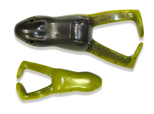 The next topwater fishing lures that I really like to use in the fall are the soft-plastic Ribbit Frogs from Stanley Jigs.