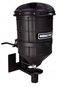 This ATV hunting accessory features a durable, tapered plastic hopper with a 100-pound capacity.