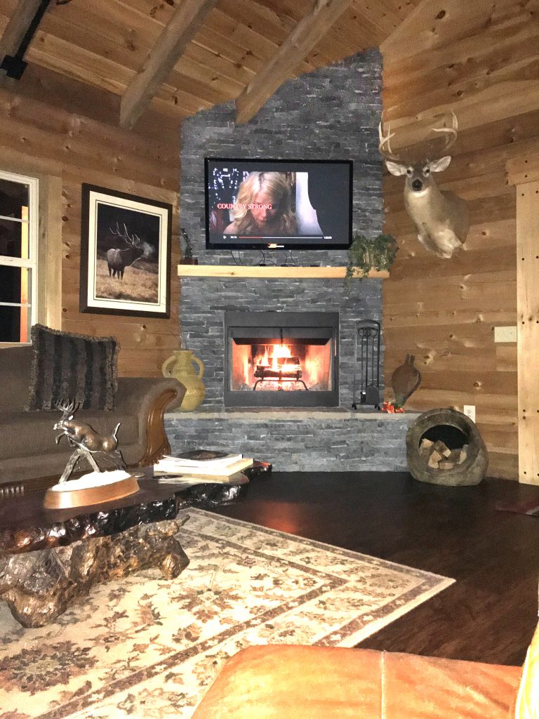 hunting cabin for sale fireplace